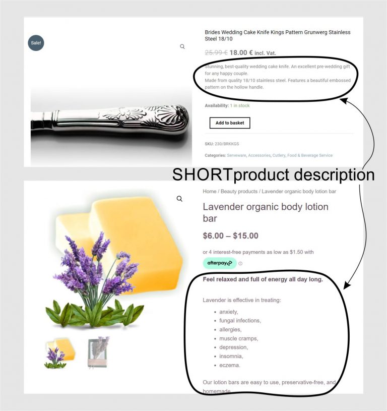Example of good short product description