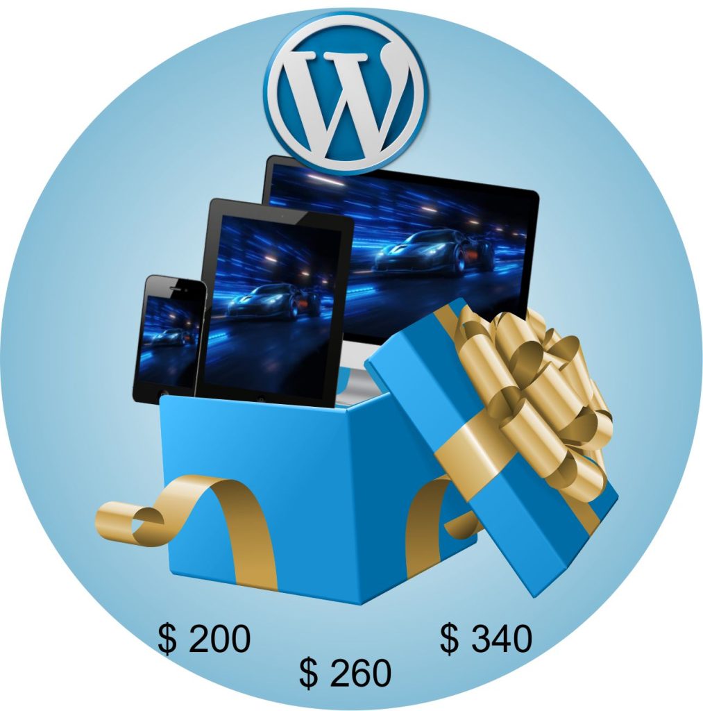 WordPress website design packages prices 200 - 360 USD
