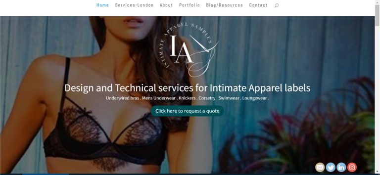 Example of great manufacturer website design - Intimate apparel samples - UK