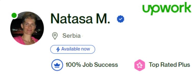 Natasa Mezej 2023 -2024 Top rated freelancer on Upwork